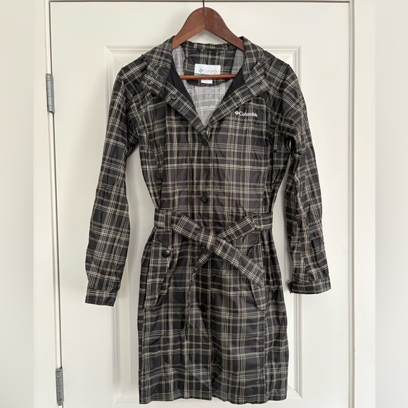 Columbia Jackets & Blazers - Columbia Black and White Plaid Rain Trench Coat